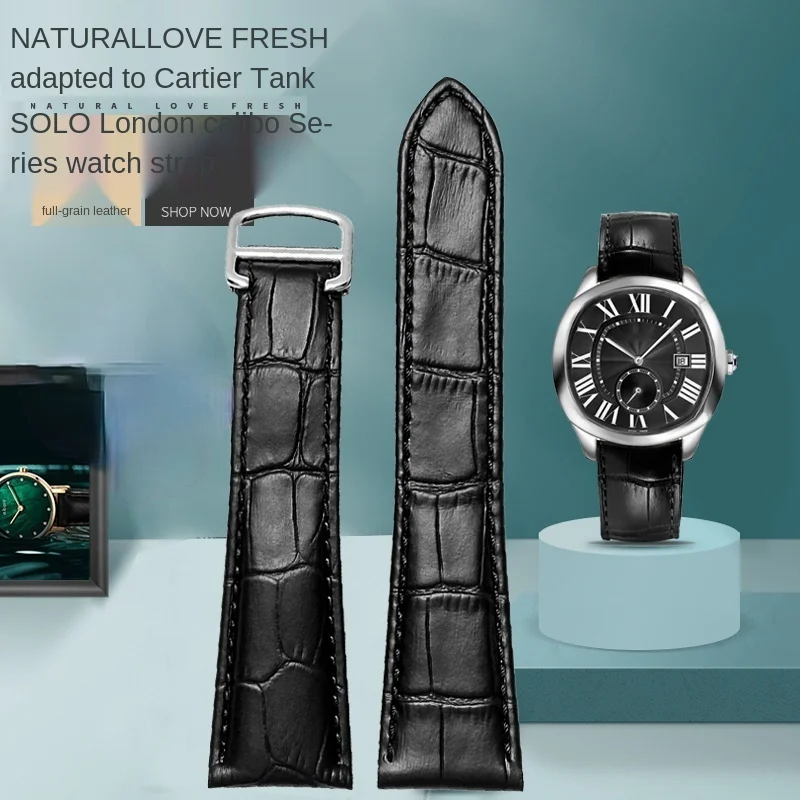 Cartier Watch Tank - Correa de reloj de cuero genuino,