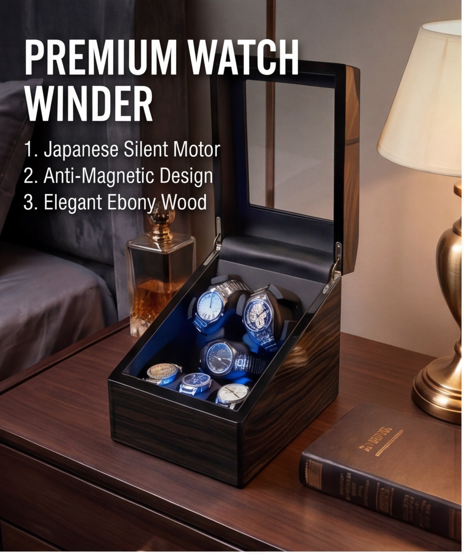 Caja de Almacenamiento de Relo - Luxury Watch Winder Box reseña y precio